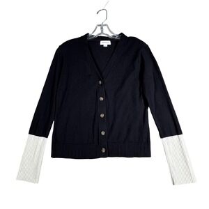 Summersalt Sweater Black White Colorblock Cotton Cashmere Blend Classic Size‎ S